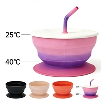 Bol pliable en silicone pour bébé avec base à forte ventouse, ensemble de bols d'alimentation portables pour nourrissons, idéal pour les voyages avec sac de rangement