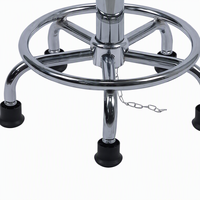 Tabouret de bar industriel anti-fatigue, levage pneumatique, cuir PU avec glissières, structure en acier, usage commercial