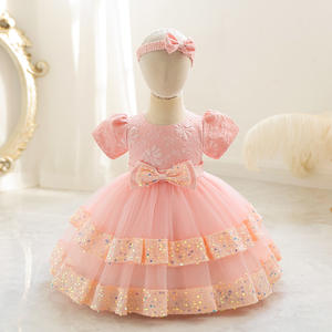 Robes de bébé pour filles <span class=keywords><strong>Robe</strong></span> d'été vintage pour cérémonie d'anniversaire <span class=keywords><strong>Robe</strong></span> de bal à manches bouffantes pour enfants <span class=keywords><strong>Robe</strong></span> de princesse pour bambins - Product Image 4