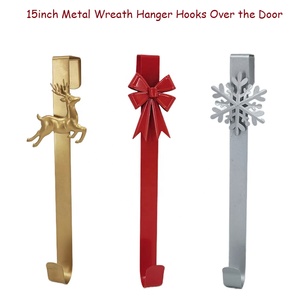 15 inch kerstkranshaken, metalen haken voor over de deur, praktische kleding- en handdoekhaken voor kerstdecoratie op de deur - Product Image 4