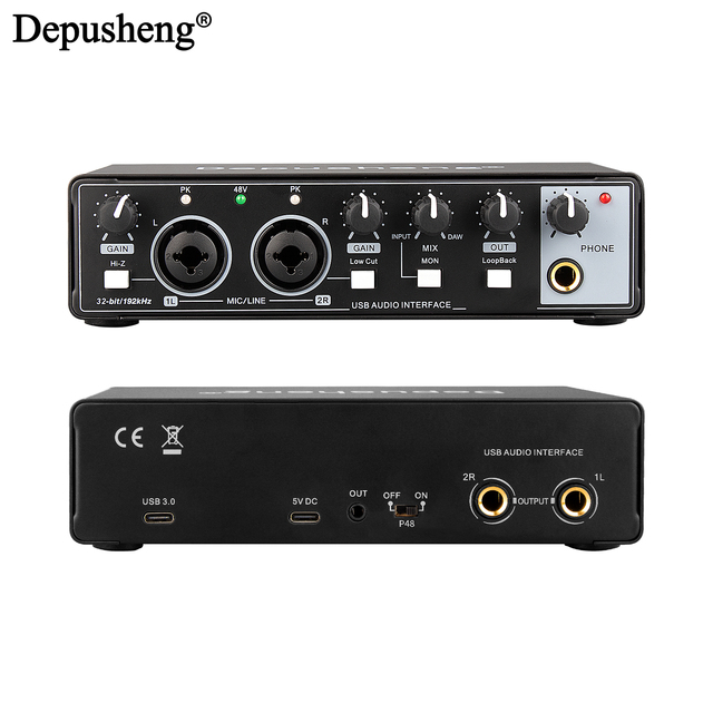 Depusheng MD22 Professional Recording Studio Sound Card With Audio Interface for Phone PC Music Studio