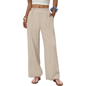 FOXA Wide Leg Pants Women High Waisted <b>Flowy</b> Palazzo Trousers With Pockets Breathable Summer Cruise Outfits - Product Image 1