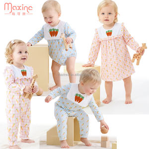 Conjunto de Dos Piezas de Ropa Infantil Personalizada de la Serie Familiar, Diseño de Bordado de Pascua, Conjunto de Primavera Verano para Niña Pequeña - Product Image 5