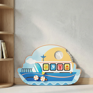 Tableau d'activités interactif en bois Thème Bateau de pêche - Jouet éducatif Montessori et STEM sur la vie <span class=keywords><strong>marine</strong></span> et l'exploration océanique pour les 2-13 ans - Product Image 1