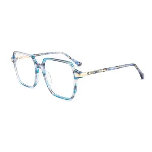 New Designer Colorful Acetate Eyeglasses Frame Glasses For Women Square Mix Color Rainbow Eyeweares