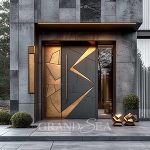 Úc Thiết kế rắn bằng gỗ pivot cửa với nhôm dài xử lý hiện đại nhập cửa bên ngoài phía trước nhập nhà cửa ra vào - Product Image 4