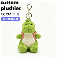 Llavero de Peluche de Dinosaurio Verde de Dibujos Animados Personalizado de Fábrica con Bolsa Pequeña de Fresa como Premio para Estudiantes