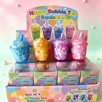 Jouet Squishy Personnalisé Thème Thé au Lait Boba, Jouet Anti-Stress à Presser en TPR, Vente en Gros OEM d'Usine, Jouet Fidget Squishy Kawaii en Forme d'Aliment