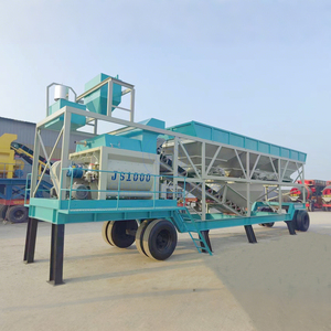 Planta mezcladora de hormigón húmedo móvil lista para mezclar 90m ³/H Mezclador de doble eje Ventas directas de fábrica con componentes de núcleo de PLC portátil - Product Image 1