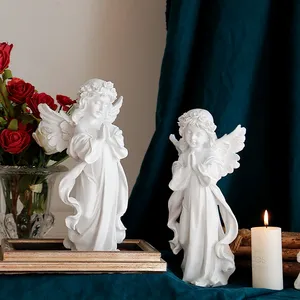 Figuras de anjo da menina branca europeia, anjo, estatueta de anjo, enfeites, resina americana, estátua de anjo