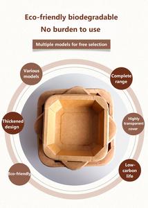 Fiambrera desechable, cuenco de papel, caja de papel Kraft, caja para cortar frutas para llevar, contenedor de embalaje de frutas, postre, comida ligera, ensalada - Product Image 6
