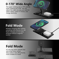 Chargeur sans fil pliable 3 en 1 multifonctionnel 2 en 1 portable avec logo personnalisé en gros 2026, charge rapide 15 W pour téléphone