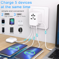 Adaptateur de voyage universel Worldplug, adaptateur de prise multiple international avec USB et Type-C