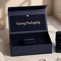 Boîte d'emballage de bijoux en carton écologique à rabat magnétique, personnalisable avec logo, pour bagues, pour marque de luxe
