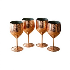 Solid Copper Wine <b>Glasses</b> <b>Set</b> of 4 Handmade Metal Stemmed Red Wine <b>Glass</b> for Barware Party Wedding Occasion - Product Image 1