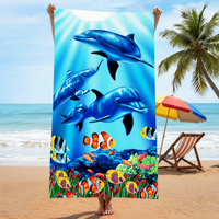 Microfiber Suede Bath and Beach Towels Printed Modern Style Sand Free Bath Cleaning Cloth