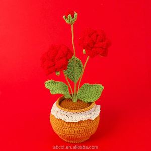 Flor de Rosa Tejida a Crochet con Hilo de Lana, Planta Artificial en Maceta, Decoración para el Hogar, Regalo para el Día de la Madre, Maestras, Graduación/Navidad - Product Image 6