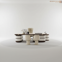 PFZION HOME Bureau d'ordinateur en cuir de luxe italien haut de gamme, design moderne inspiré de Wall Street, bureau de direction personnalisable pour la maison