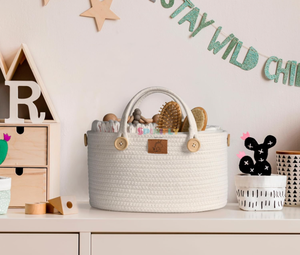 Bé Nursery Hamper Bé Quần Áo Lưu Trữ Bin Với Xử Lý Tã <span class=keywords><strong>Organizer</strong></span> Tay Làm Bông Sợi Dây Thừng Bé Tã Caddy Tổ Chức - Product Image 1