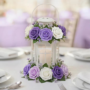 Flores Artificiales, Rosas Blancas y Moradas con Tallos para Ramos de Boda, Centros de Mesa, Arreglos y Decoraciones de San Valentín - Product Image 4