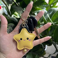 Porte-clés mousqueton en cuir PU avec pendentif étoile, motif dessin animé mignon, durable, écologique, imprimé sérigraphié, marque HY, pour sac