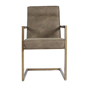 Mobili soggiorno poltrona struttura in metallo bracciolo in pelle marrone sedia da pranzo moderna sedia nordica <span class=keywords><strong>sedie</strong></span> per <span class=keywords><strong>cucina</strong></span> gambe in metallo - Product Image 2