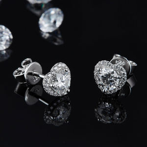 Serie stupefacente a forma di cuore Halo <span class=keywords><strong>solitario</strong></span> 1CT Moissanite ciondolo S925 stile donne collane - Product Image 5