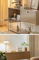 Meubles de rangement modernes modulaires en acier inoxydable avec 4 tiroirs pour salon