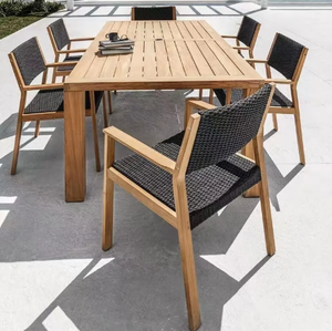Meilleur prix pour des meubles de jardin imperméables, table de salle à manger en rotin, en métal, en <span class=keywords><strong>bois</strong></span>, pour l'extérieur, pour le jardin - Product Image 4