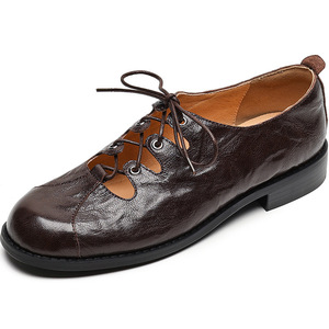 Chaussures plates vintage à lacets et talon bas pour <span class=keywords><strong>femme</strong></span>, idéales printemps-automne - Product Image 5