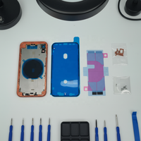 Coques arrière pour iPhone 11 12 13 14 Pro Max, 8 Plus, X, XR, XS Max, avec vitre arrière, porte-batterie et cadre intermédiaire, boutons latéraux