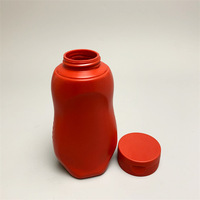 Remplissage à chaud 350ml 350g 12 oz Bouteille de sauce à presser en plastique PE rouge avec couvercle rabattable pour emballage de vinaigrette Ketchup Mayonnaise