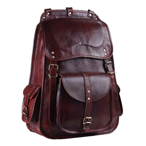 Vintage Genuine Leather <b>Backpack</b> Unisex Softback 20-35L Hasp Closure Travel Style - Product Image 2