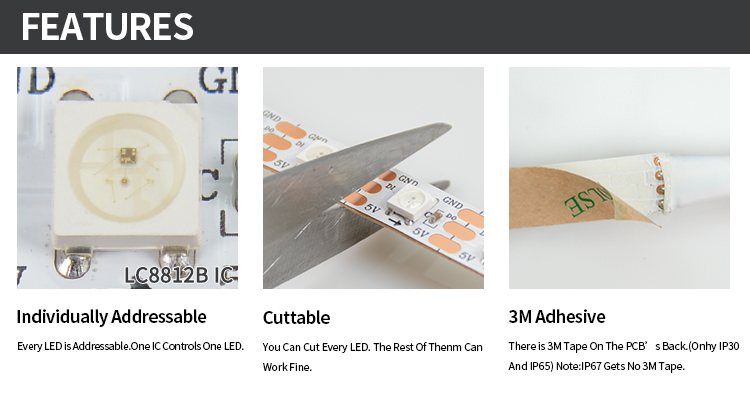 WS2812b 5v dream color led strip 2 Years Warranty rgb SK6812 rgbic addressable ws2812b led strip