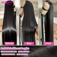 Perruque frontale transparente HD 13x4 13x6 en dentelle, cheveux humains naturels lisses, double épaisseur, vente en gros