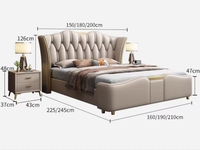Nouveau Lit King Size Moderne en Cuir 2025 – Ensemble de Meubles de Chambre de Luxe avec Cadre en Bois, Rembourrage Doux et Fonction Massage Lumineux