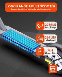 Patinete eléctrico 5th Wheel <span class=keywords><strong>V30Pro</strong></span> con llantas de 10 pulgadas, motor sin escobillas, 18 MPH, alcance de 19.9 millas, cuadro de aluminio, suspensión trasera, plegable - Product Image 4