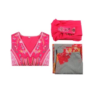 Traje Étnico Estilo Bollywood Indio para Mujer, Pantalones Anchos Bordados con Borlas Rojas y Rosas, Atuendo para Baile Escénico - Product Image 2