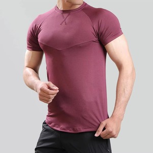 T-shirt d'entraînement en coton tricoté respirant à séchage rapide, protection UV, 100% coton, manches courtes, compression pour hommes - Product Image 5
