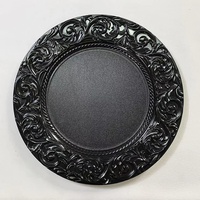 Assiettes de présentation en plastique blanc transparent de mariage élégant avec bordure dorée chargeurs d'assiettes à dîner antiques de 13 pouces