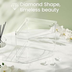 Organisateur de comptoir de salle de bain d'angle à 2 niveaux, organisateurs et rangements de comptoir de salle de bain en forme de losange, organisateur de maquillage d'angle - Product Image 3