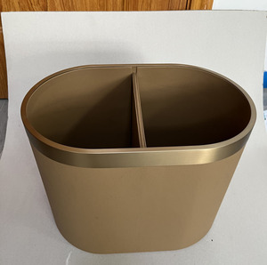 <span class=keywords><strong>Poubelle</strong></span> à ouverture supérieure en métal et cuir au design original pour la maison, la salle de bain, les toilettes, la <span class=keywords><strong>cuisine</strong></span>, le salon, ovale, tri des déchets - Product Image 3