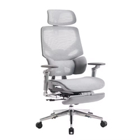 Fauteuil de bureau exécutif moderne en maille intégrale, base en aluminium, ergonomique et réglable avec repose-pieds pour le bureau à domicile (vente en gros)