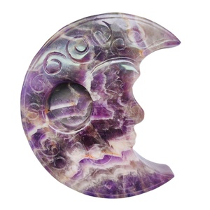 Portacandele Naturale in Ametista a Forma di Luna, Portacandele in Cristallo di Sodalite per Decorazione Casa - Product Image 5