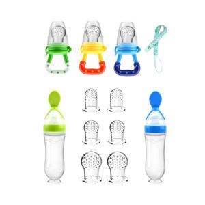 도매 12개 BPA 프리 실리콘 아기 수유 세트 부드러운 장난감 과일 젖꼭지 및 병 숟가락 유아용 - Product Image 1