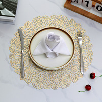Napperon de table rond ajouré Rose, style nordique, en PVC, imperméable, résistant à l'huile et isolant thermique, pour hôtels et mariages