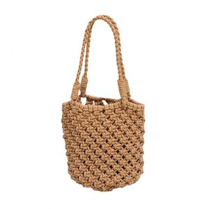 Bolso de playa de paja tejido a mano con cuerda de algodón calado para mujer, ideal para vacaciones de verano - Product Image 5