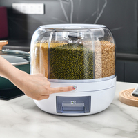 Conteneur de Stockage de Grains Alimentaires Grande Capacité Distributeur de Riz Rotatif à 6 Compartiments Organisateur de Réfrigérateur Scellé Boîte de Rangement Seau à Riz