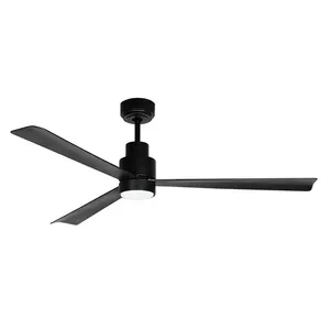 52 Inch Black Ceiling Fan With Light And Remote Control Quiet DC Motor Ceiling Fan With Lamp For Bedroom Living Room