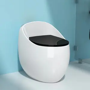 Высокое качество ванная комната белый цвет черный цельный туалет ванная комната сантехники унитаз круглый яйцевидной формы керамический туалет